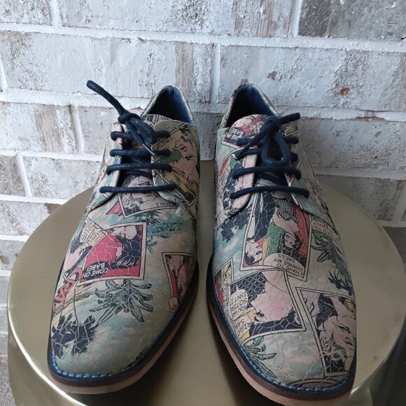 Steve Madden Men’s Graphic Comic Print Oxford Shoes Size 12 Lace Up Dressy - Picture 1 of 7